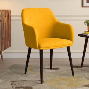 Wing Lounge Chairs Design Owen Solid Fabric Lounge Chair in Matte Mustard Yellow Colour