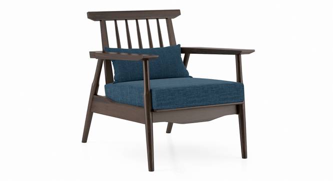 Ikeda Armchair (American Walnut Finish, Indigo Blue) by Urban Ladder - Cross View Design 1 - 334922