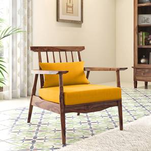 Accent Chairs Design Ikeda Armchair (Teak Finish, Matte Mustard Yellow)