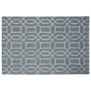 Carpet Design Light Blue Geometrics Hand Tufted Wool Carpet