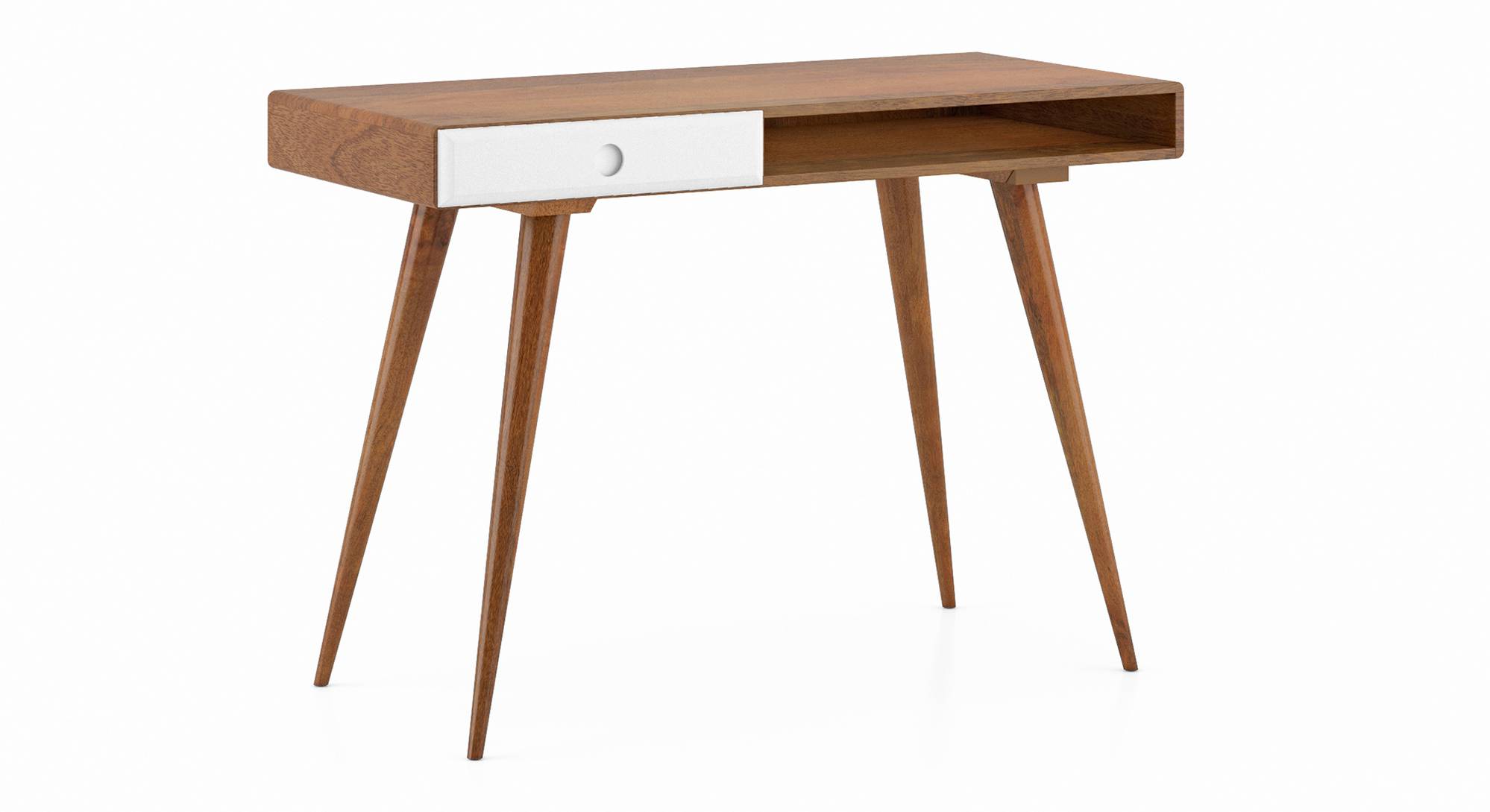 Roswell Solid Wood Study Table in Amber Walnut Finish Urban Ladder