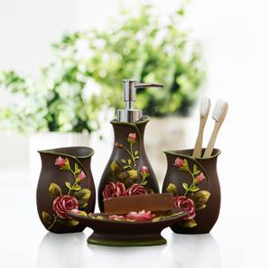 Bathroom Accessories Set Design Brown Resin Bathrrom Accessory Set - Set of