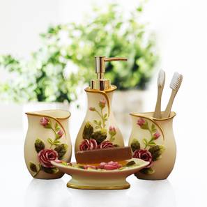 Bathroom Accessories Set Design Cream Resin Bathrrom Accessory Set - Set of