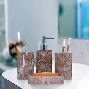 Bathroom Accessories Set Design Brown Resin Bathrrom Accessory Set - Set of