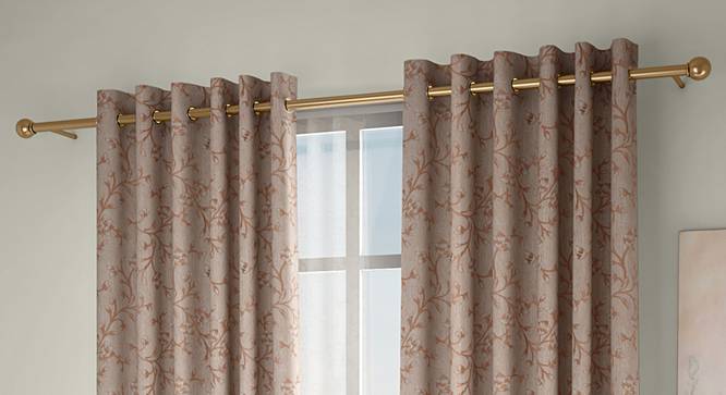Pazaz Window Curtains - Set Of 2 (Brown, 132 x 152 cm  (52" x 60") Curtain Size, Eyelet Pleat) by Urban Ladder - Design 1 Full View - 338224