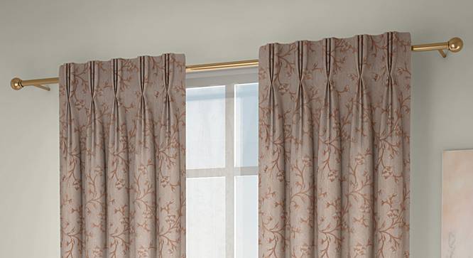 Pazaz Window Curtains - Set Of 2 (Brown, 71 x 152 cm (28"x60") Curtain Size, American Pleat) by Urban Ladder - Design 1 Full View - 338225