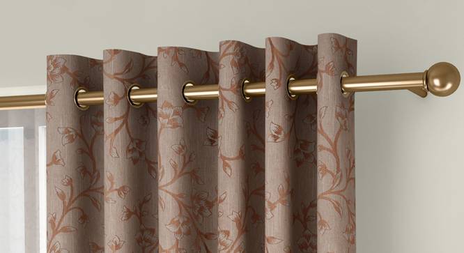 Pazaz Window Curtains - Set Of 2 (Brown, 132 x 152 cm  (52" x 60") Curtain Size, Eyelet Pleat) by Urban Ladder - Front View Design 1 - 338230