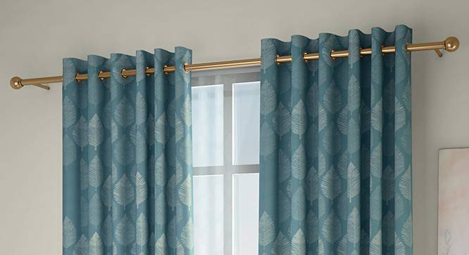 Provencia Door Curtains - Set Of 2 (Turquoise, 132 x 274 cm  (52"x108") Curtain Size, Eyelet Pleat) by Urban Ladder - Design 1 Full View - 338257