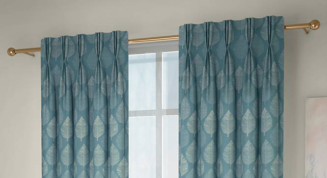 Provencia Door Curtains - Set Of 2 (Turquoise, 71 x 274 cm (28"x108")  Curtain Size, American Pleat) by Urban Ladder - Design 1 Full View - 338258