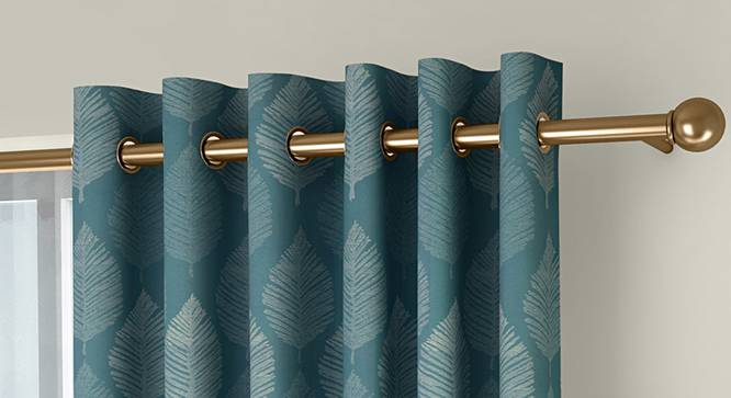 Provencia Door Curtains - Set Of 2 (Turquoise, 132 x 274 cm  (52"x108") Curtain Size, Eyelet Pleat) by Urban Ladder - Front View Design 1 - 338262