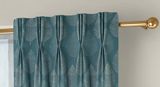 Provencia Door Curtains - Set Of 2 (Turquoise, 71 x 274 cm (28"x108")  Curtain Size, American Pleat) by Urban Ladder - Front View Design 1 - 338263