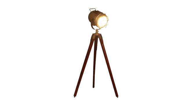 Mirabelle Floor Lamp (Walnut, Antique Brass Shade Colour) by Urban Ladder - Front View Design 1 - 338734