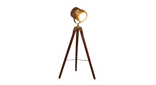 Oceane Floor Lamp (Walnut, Antique Brass Shade Colour) by Urban Ladder - Front View Design 1 - 338735