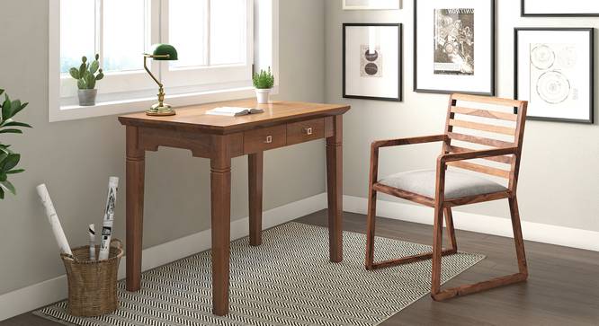 Malabar Compact Study Table (Amber Walnut Finish) by Urban Ladder - Full View - 339142