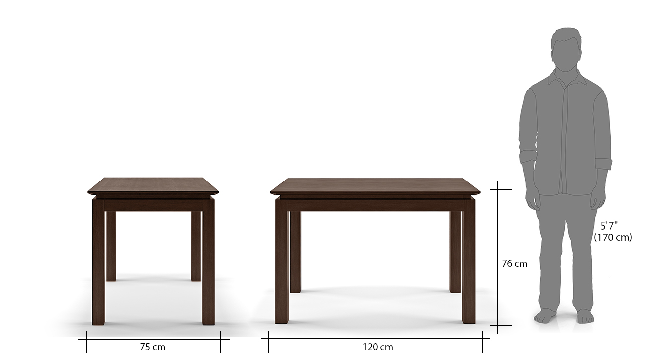 Diner 4 seater dining table dark walnut finish dim1