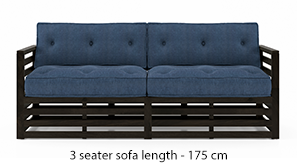 Raymond Wooden Sofa - American Walnut Finish (Midnight Indigo Blue)