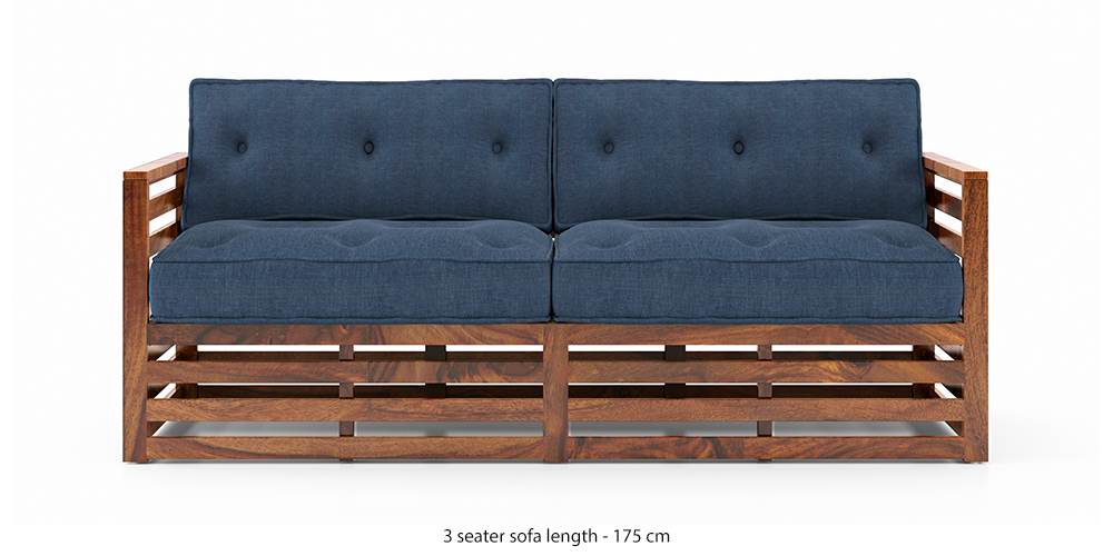 Raymond Wooden Sofa - Teak (Midnight Indigo Blue) by Urban Ladder - - 