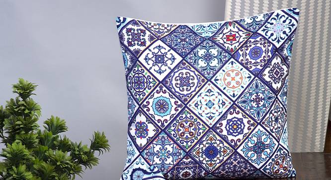 Lazar Cushion Cover - Set of 2 (Blue, 30 x 46 cm  (12" X 18") Cushion Size) by Urban Ladder - Design 1 Half View - 340039