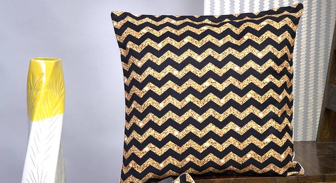 Ziva Cushion Cover - Set of 2 (Black, 41 x 41 cm  (16" X 16") Cushion Size) by Urban Ladder - Design 1 Half View - 340190