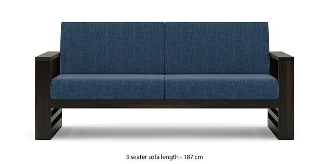 Parsons Wooden Sofa - American Walnut Finish (Midnight Indigo Blue) (1-seater Custom Set - Sofas, None Standard Set - Sofas, American Walnut Finish, Fabric Sofa Material, Regular Sofa Size, Regular Sofa Type, Midnight Indigo Blue)