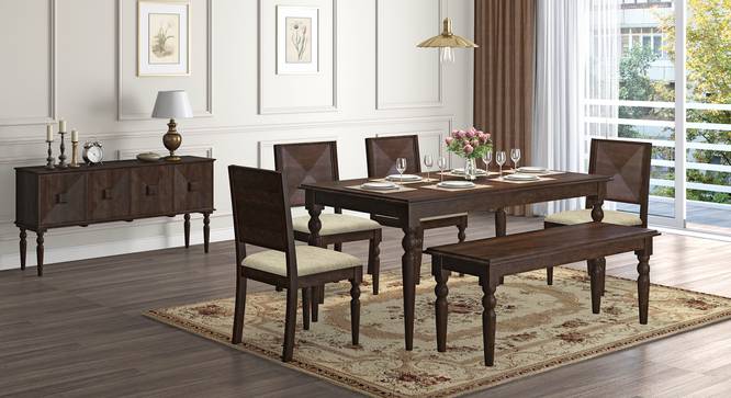 Mirasa 6 Seater Dining Table (Mango Walnut Finish) by Urban Ladder - Full View - 340296