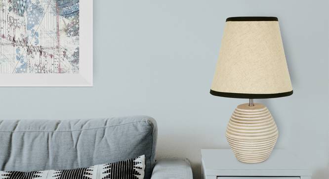 Atury Table Lamp (Cream, White Shade Colour, Cotton Shade Material) by Urban Ladder - Design 1 Half View - 340309
