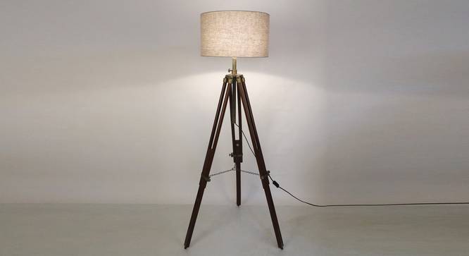 Acten Floor Lamp (Brown, Linen Shade Material, Beige Shade Colour) by Urban Ladder - Design 1 Half View - 340312