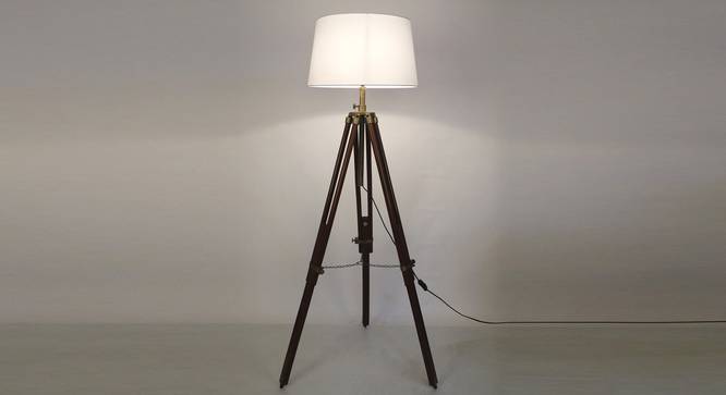 Acten Floor Lamp (Brown, White Shade Colour, Cotton Shade Material) by Urban Ladder - Design 1 Half View - 340313