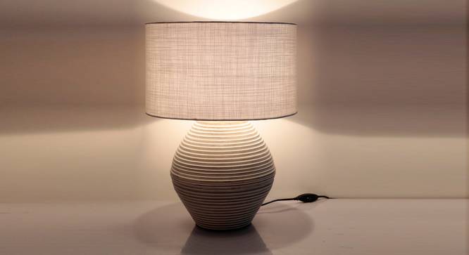 Atury Table Lamp (Cream, White Shade Colour, Cotton Shade Material) by Urban Ladder - Front View Design 1 - 340318