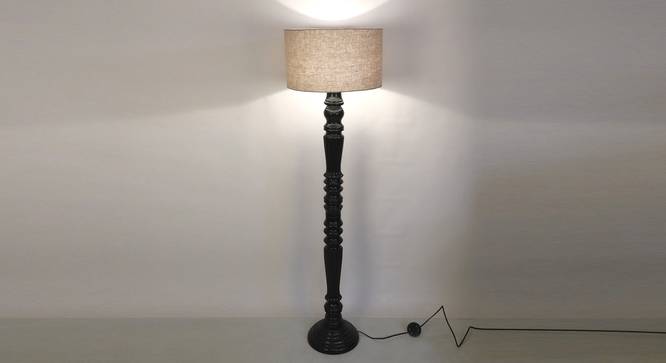 Clarkwood Floor Lamp (Linen Shade Material, Beige Shade Colour, Dark Wood) by Urban Ladder - Design 1 Half View - 340355