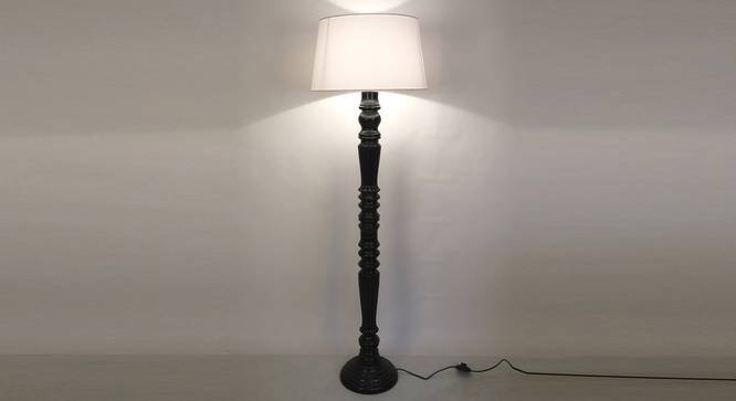 Clarkwood Floor Lamp (White Shade Colour, Cotton Shade Material, Dark Wood) by Urban Ladder - Design 1 Half View - 340356