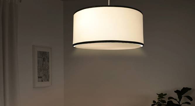 Eresa Halo Pendant Light (White, Cotton Shade Material, White Shade Color) by Urban Ladder - Design 1 Half View - 340358