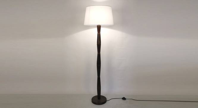 Eulin Floor Lamp (White Shade Colour, Cotton Shade Material, Dark Wood) by Urban Ladder - Front View Design 1 - 340363