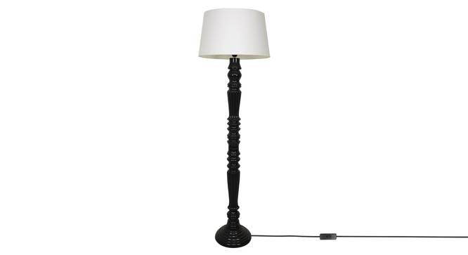 Clarkwood Floor Lamp (White Shade Colour, Cotton Shade Material, Dark Wood) by Urban Ladder - Front View Design 1 - 340366