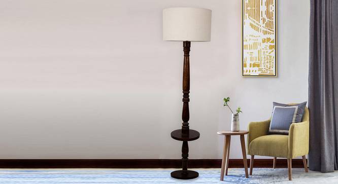Nora Floor Lamp (Linen Shade Material, Beige Shade Colour, Natural Wood) by Urban Ladder - Design 1 Half View - 340404
