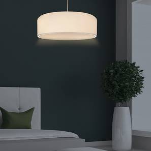 Pinecraft Design Oberon Pendant Light (White, Cotton Shade Material, White Shade Color)