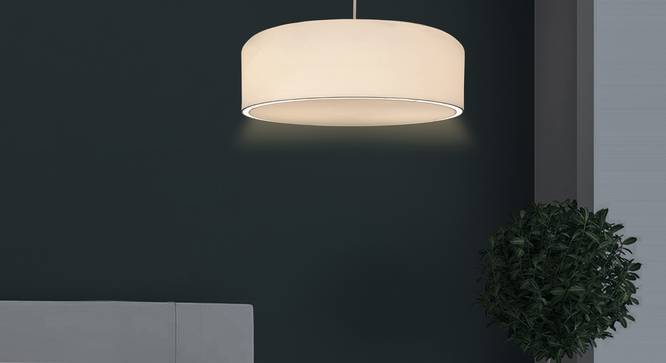 Oberon Pendant Light (White, Cotton Shade Material, White Shade Color) by Urban Ladder - Design 1 Half View - 340444