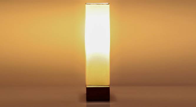 Ocley Table Lamp (White Shade Colour, Cotton Shade Material, Natural Wood) by Urban Ladder - Front View Design 1 - 340446