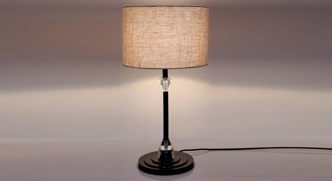 Veris Table Lamp (Black, Linen Shade Material, Beige Shade Colour) by Urban Ladder - Front View Design 1 - 340447