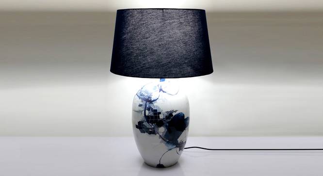 Neptune Table Lamp (Cotton Shade Material, Navy Blue Shade Colour) by Urban Ladder - Front View Design 1 - 340475