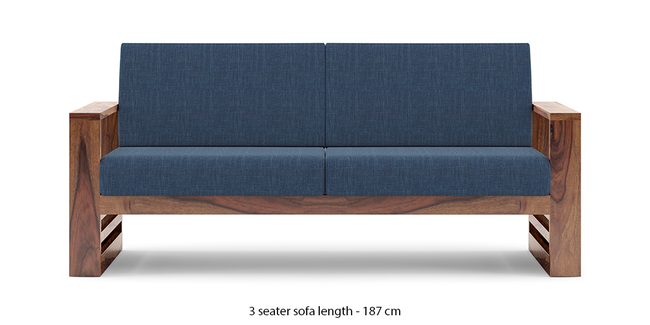 Parsons Wooden Sofa - Teak Finish (Midnight Indigo Blue) (Teak Finish, 1-seater Custom Set - Sofas, None Standard Set - Sofas, Fabric Sofa Material, Regular Sofa Size, Regular Sofa Type, Midnight Indigo Blue)