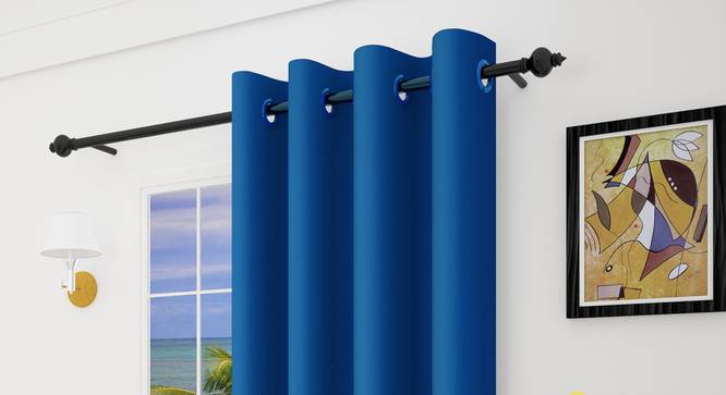 Parsine Window Curtain (Peacock Blue, 152 x 117 cm  (60" x 46") Curtain Size) by Urban Ladder - Design 1 Full View - 341558