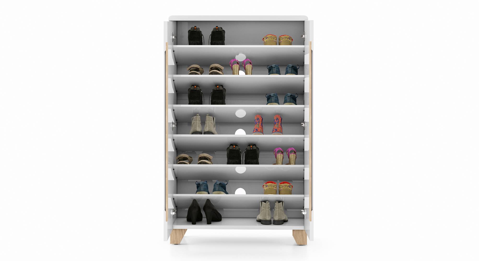 Oslo High Gloss 21 Pair Shoe Rack In White Finish Urban Ladder