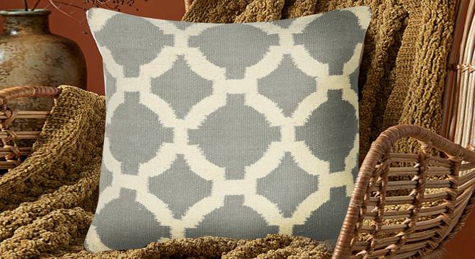 Cullen Cushion Cover (Grey, 46 x 46 cm  (18" X 18") Cushion Size) by Urban Ladder - Design 1 Half View - 348657