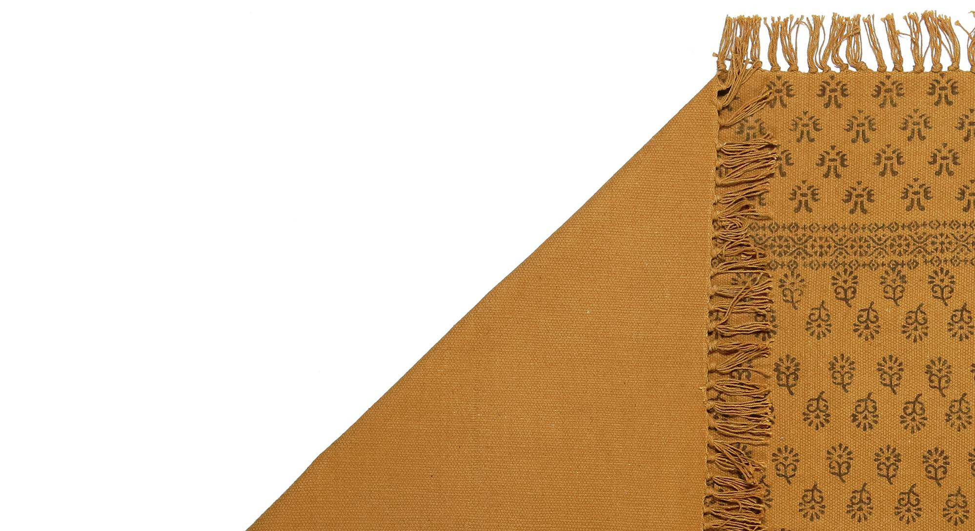 Yellow Traditional Hand Woven Cotton Dhurrie Urban Ladder