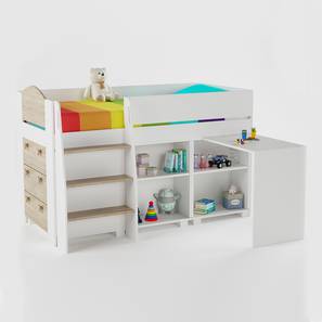 Kids Loft Bed Design Engineered Wood storage Bed in White Colour