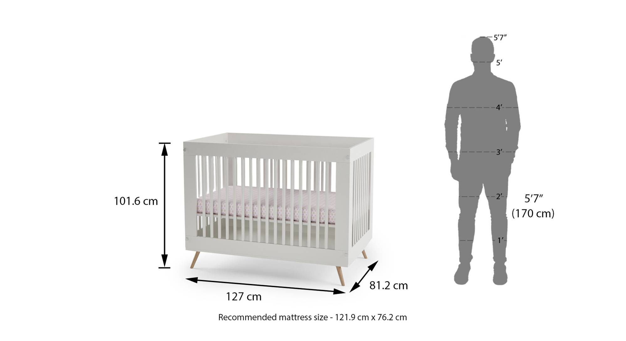 Engineered Wood Crib in White Colour Urban Ladder