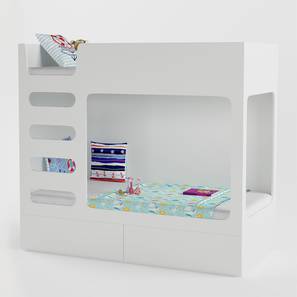 Kids Bunk Beds Design Engineered Wood Bunk Bed in White Colour