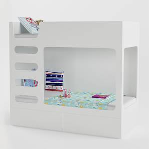 Bunk Beds Design Engineered Wood Bunk Bed in White Colour
