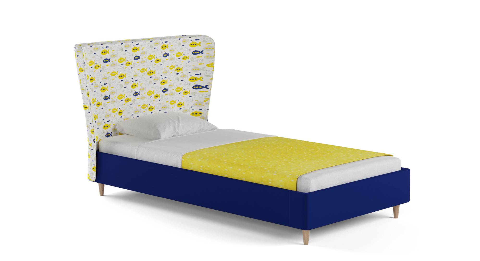 Doodle Engineered Wood Bed in Royal Blue Colour Urban Ladder